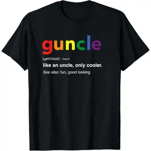 Guncle Definition Rainbow Pride Color T-Shirt for Gay Uncle T-Shirt