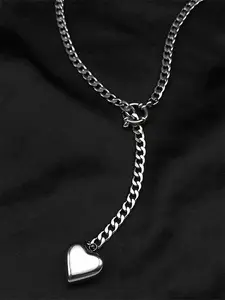 Heart Star O-ring Long Chain For Women Men Punk Rock Necklace Stainless Steel Cuban Necklaces Simple Adjustable Y-Necklace Love Heart Necklace Heart Shaped Necklace