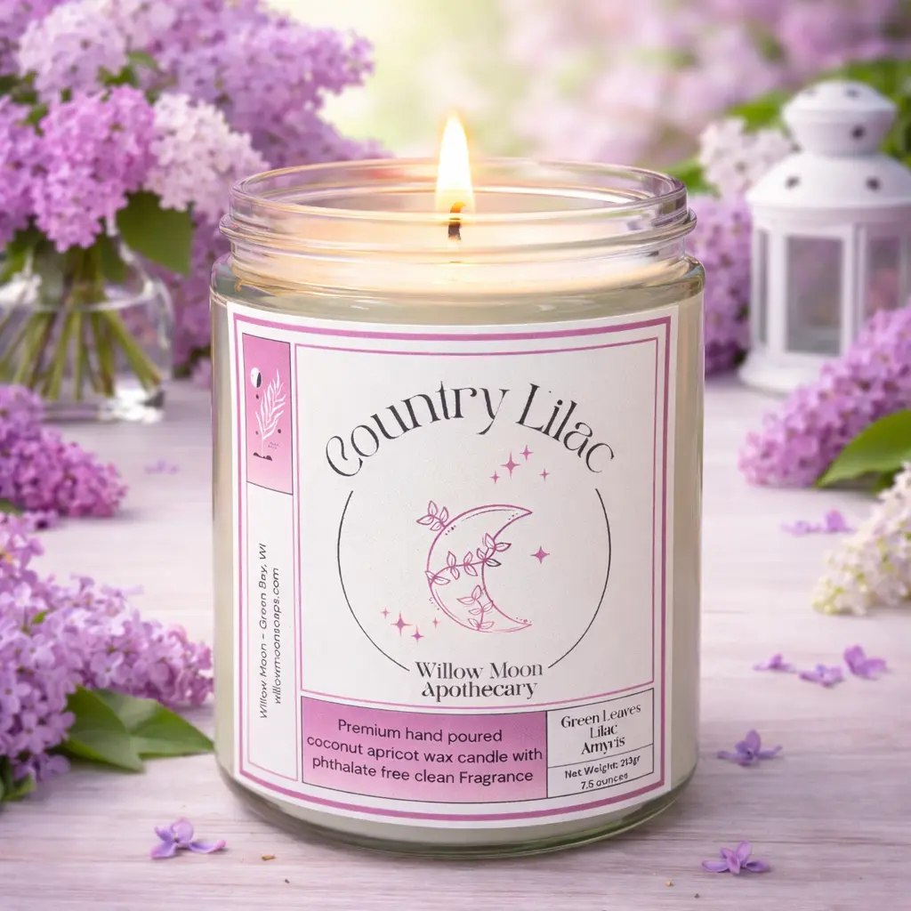 Country Lilac Coconut Apricot wax candle 7.5ounce