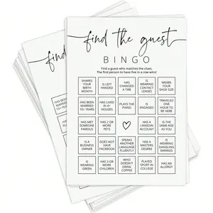 Bingo Game Card for Wedding Gift Reception, Simple Design Bingo Game for Bride's Gift Party, Fun and Easy-To-Use Bingo Cards