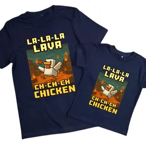 Adult And Youth T-Shirt Lava Chicken, Funny Minecraftt, Inspired Gamer Tee for Boys, Cute Riding Chicken Graphic Shirt