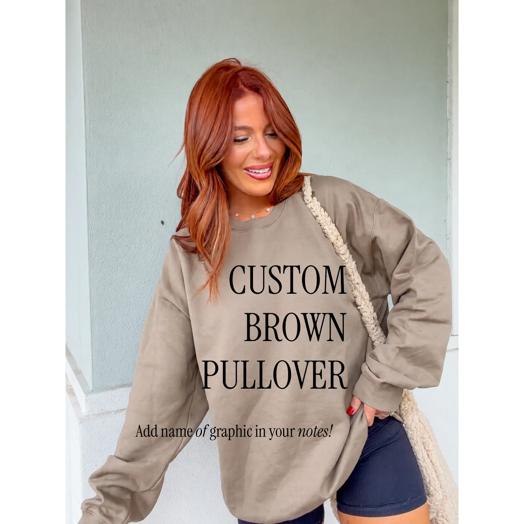 CUSTOM BROWN GRAPHIC PULLOVER