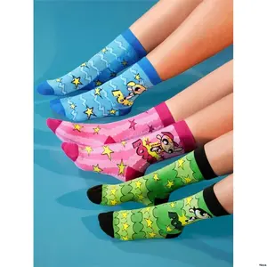 - THEPOWERPUFFGIRLSXtiktokWomen s3Pairs / SetCuteCartoonLetterFigurePatternComfortableMid CalfSocks