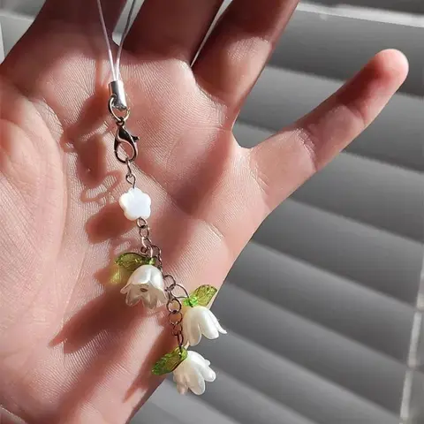 Flower Design Phone Lanyard, Cute Flower Charm, Phone Charms, Mobile Phone Hanging Ornament, Smartphone Decoration For Women & Girls Gift