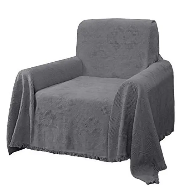 Cotton Jacquard Tassel Sofa Slipcover