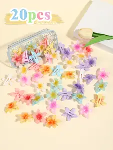 20Pcs Tropical Plumeria Hair Clips for Women & Girls Summer Beach Flower Hair Barrettes Hawaiian Style Hair Accessories for Vacation Island Party Hair Pins Set