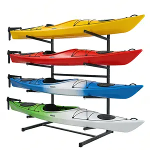 Garvee Heavy-Duty Freestanding Kayak Storage Rack – Industrial-Grade Steel Support Bracket – Weather-Resistant, For Kayaks, Canoes, Support Paddleboards – Garage, Dock, Canopy – 3-Tier & 4-Tier Options