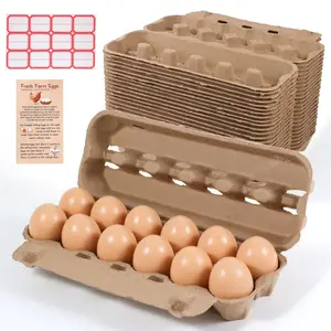 24 Pack Dozen Egg Cartons Bulk 12 Count For Fresh Chicken Eggs Or Duck Eggs Empty Natural Paper Pulp Egg Cartons Reusable Strong Sturdy Design Made from Natural Cardboard.