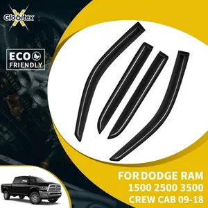 Tape-On Outside Window Visors Sun Rain Guards Vent for Dodge Ram 1500 2500 3500 Crew Cab 4 Door 2009-2018, Mount Wind Deflectors, 4PCS