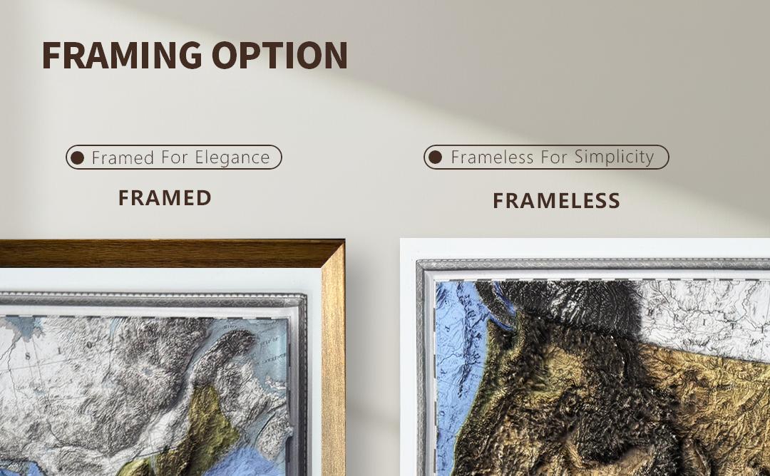 USA 3D Relief Map Wall Art