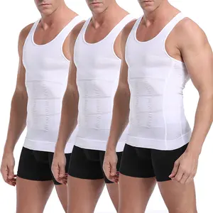 Men 3 Pack Slimming Body Shaper Sleeveless Vest  Thermal Compression Tank Top Tummy Control Undershirts Waist Training Corset Waist Trainers Fabric