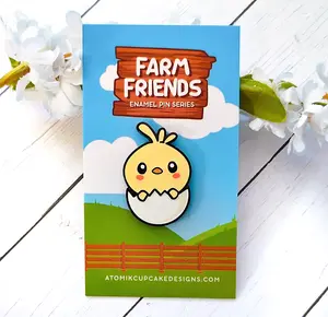 Kawaii Chick and Egg Pin | Farm Friends Pin Collection 1.4 Inch Enamel Pin