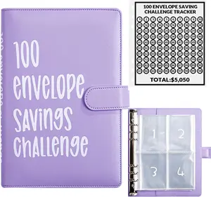 100 Envelopes Money Saving Challenge, 100 Envelope Challenge Binder, Easy and Fun Way to Save $5,050, Savings Challenges Budget Book Binder with Cash Envelopes for Office,Home,School