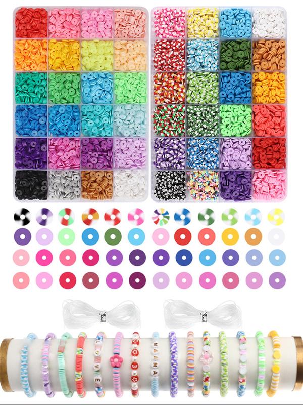 4800pcs Soft Clay Beads Bracelet Making Kit, Friendship Bracelet Set, Flat Beads for Jewelry DIY, Necklace Handmade Gift, Bead Assortment