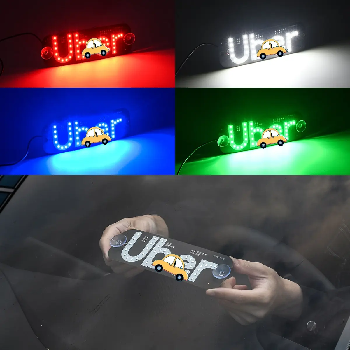Type C UB ER Taxi LED Sign Light USB Powered 5V 6V Car Roof Indicator Lamp with On Off Switch No Wiring Rideshare Driver Vehicle Display Light