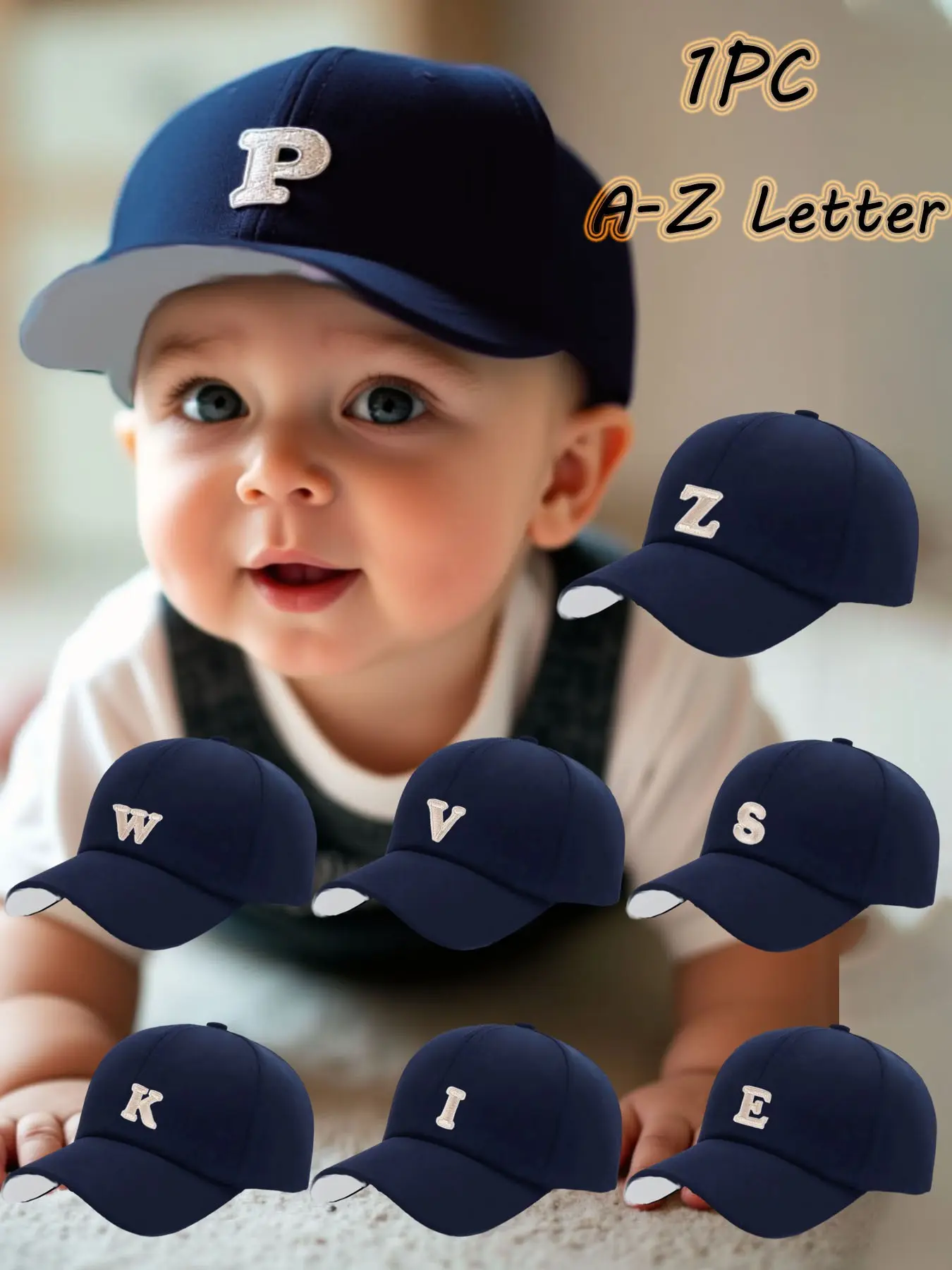 1PC 1-3Y Kids Bestselling 26 Letters Baseball Cap, Letter Pattern, Adjustable Snapback, Adjustable Kids Sun Hat, Toddler Hat, Unisex Design For Boys And Girls, Durable And Comfortable, Suitable For Sports And Daily Casual Wearing, Kids Fashion Accessory