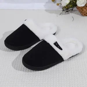 Women's Slip on Fuzzy House Slippers Memory Foam Slippers Scuff Indoor Warm Thickened Plush Bedroom Shoes with Faux Fur Lining