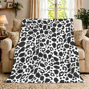 Black White Leopard Throw Blanket, Classic Cheetah Flannel Blanket, Soft Cozy Warm Throw, Timeless Animal Print Design, Gift for Him Her, Trendy Bedroom Living Room Couch Decor