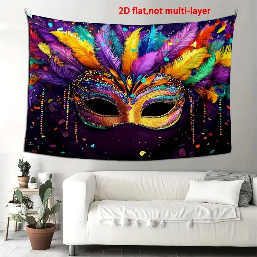 1pc Vibrant Feather Masquerade Backdrop, Soft Polyester Fabric, No Electricity Required, Ideal for Carnival, Photo Booth Background, Soft Fabric