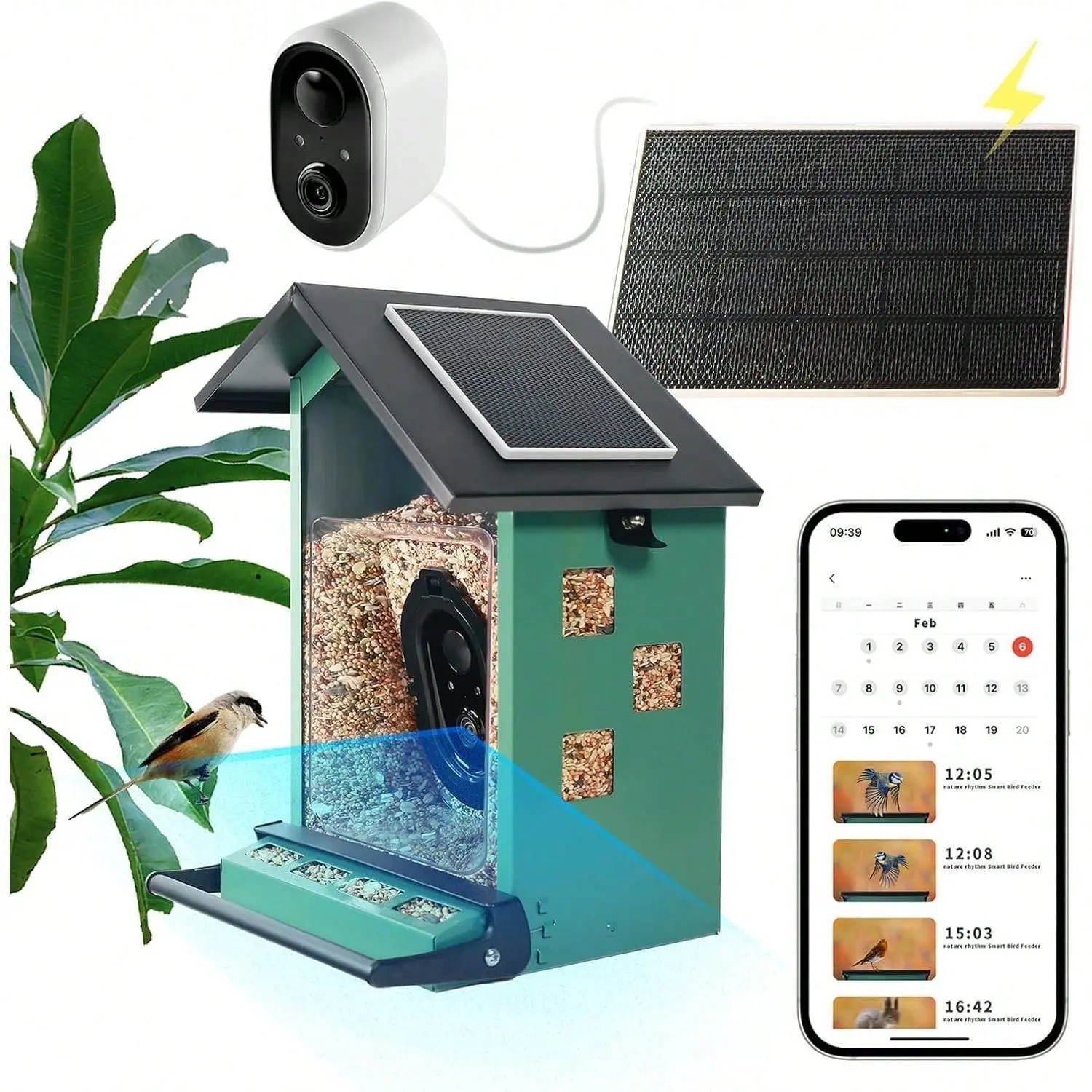 Durable Metal Squirrel-Proof Bird Feeder with HD Camera - Weight-Activated Perch, Live View via App, Outdoor Use for Backyard, Birdwatchers, Nature Lovers