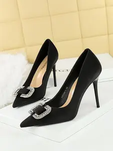 Women's Fashionable Rhinestone Decorated Pointed Toe High Heel Shoes, Elegant Hollow Out Design Heels for Party, Daily Clothing Decor for Women & Girls, Stylish