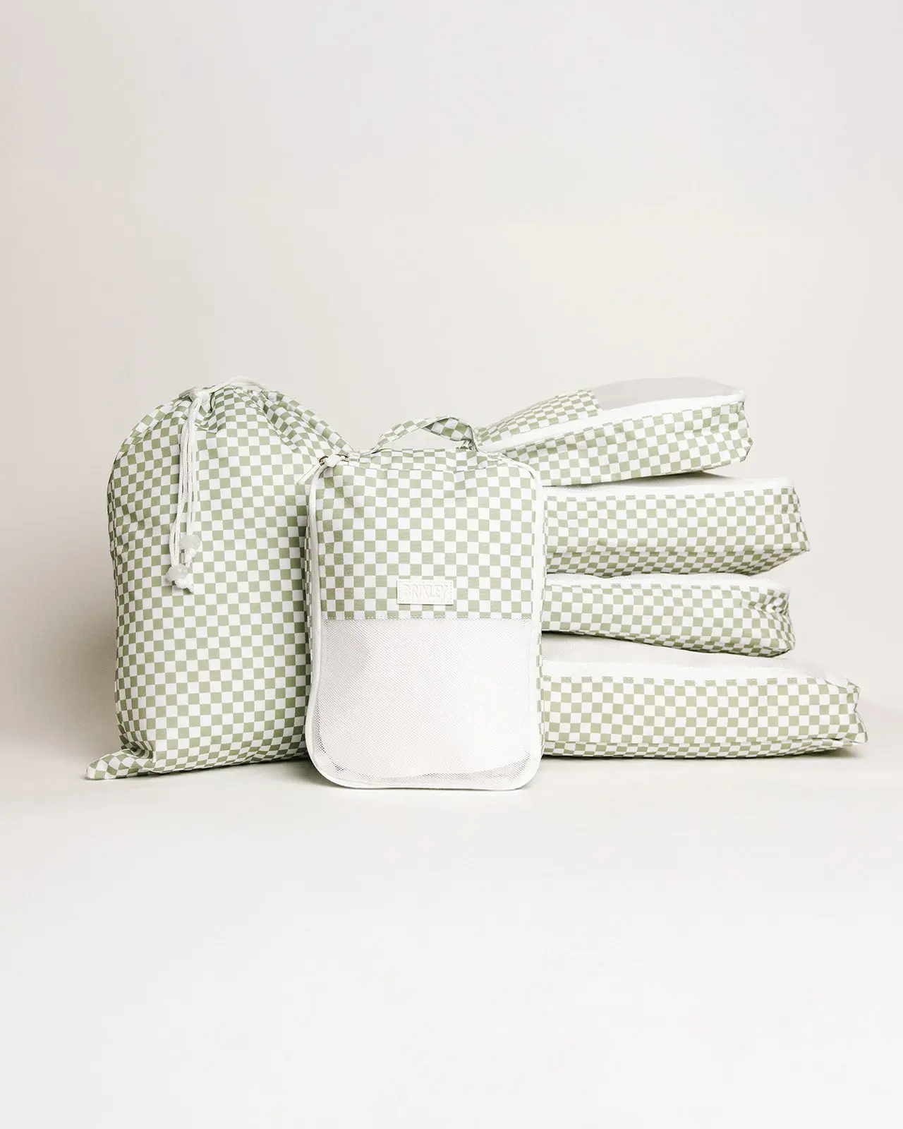 Green Checkered Packing Cube Set