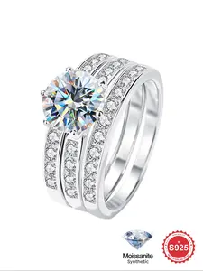 S925 Sterling Silver Synthetic Moissanite Deocr Ring, Elegant Solitaire Wedding Engagement Ring for Women, Fine Jewelry for Anniversary Gift, Moissanite Rings