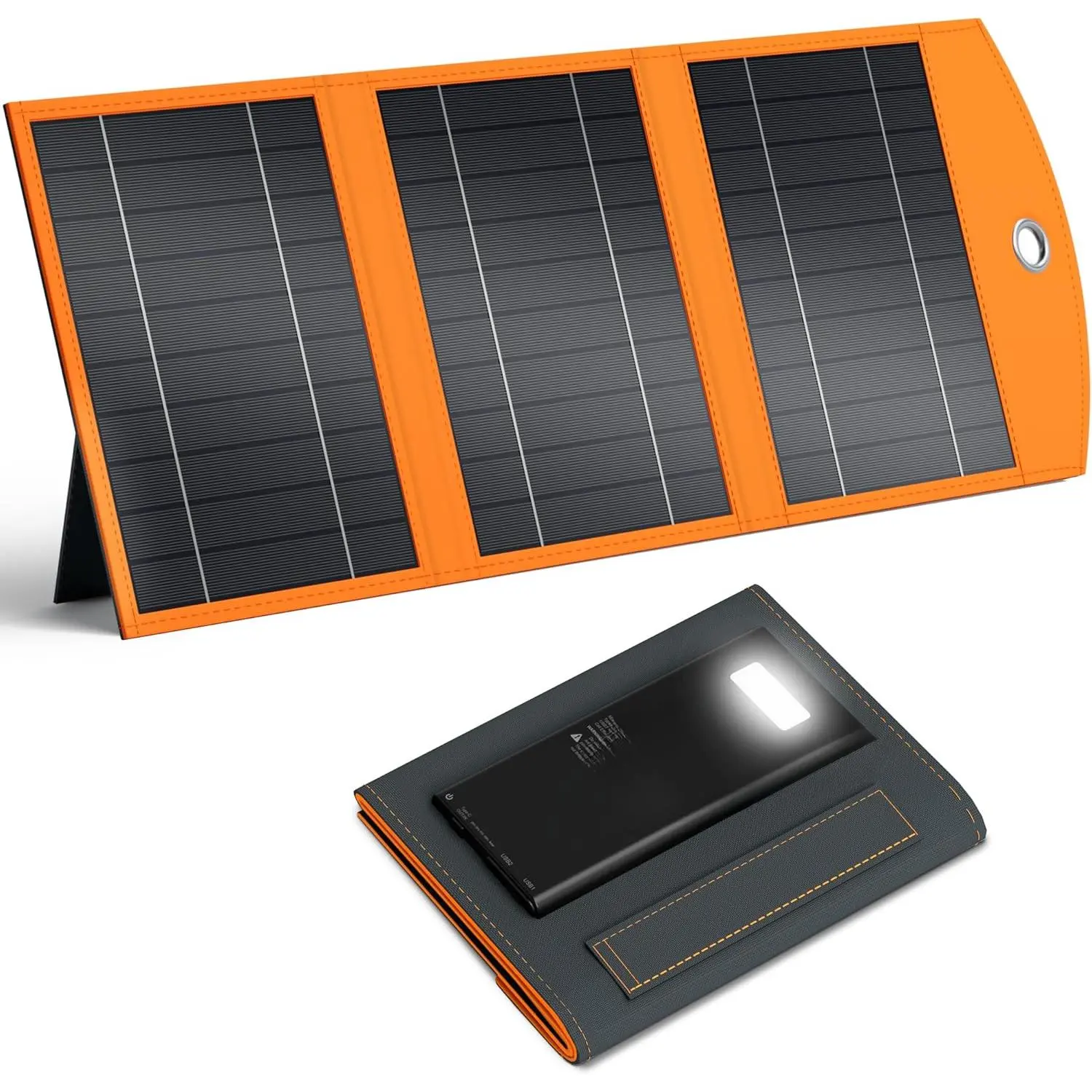 30W High Efficiency Foldable Solar Panel Charger - Ultra Portable Solar Power Bank, 1 Type-C & 2 USB-A Ports, IPX5 Waterproof, for Phones, iPad, Camping, Hiking Outdoor Use, High Efficiency Solar, Foldable Solar Panels