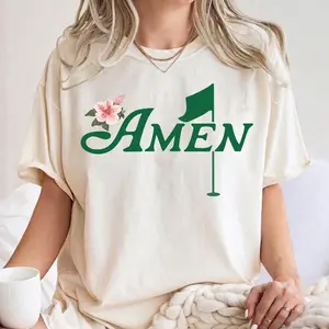 Amen Corner Golf T Shirt – Azalea Pink Funny Golf Graphic Tee – Masters Inspired Golf Shirt – Unisex Casual Cotton Tee Gift for Golf Lovers
