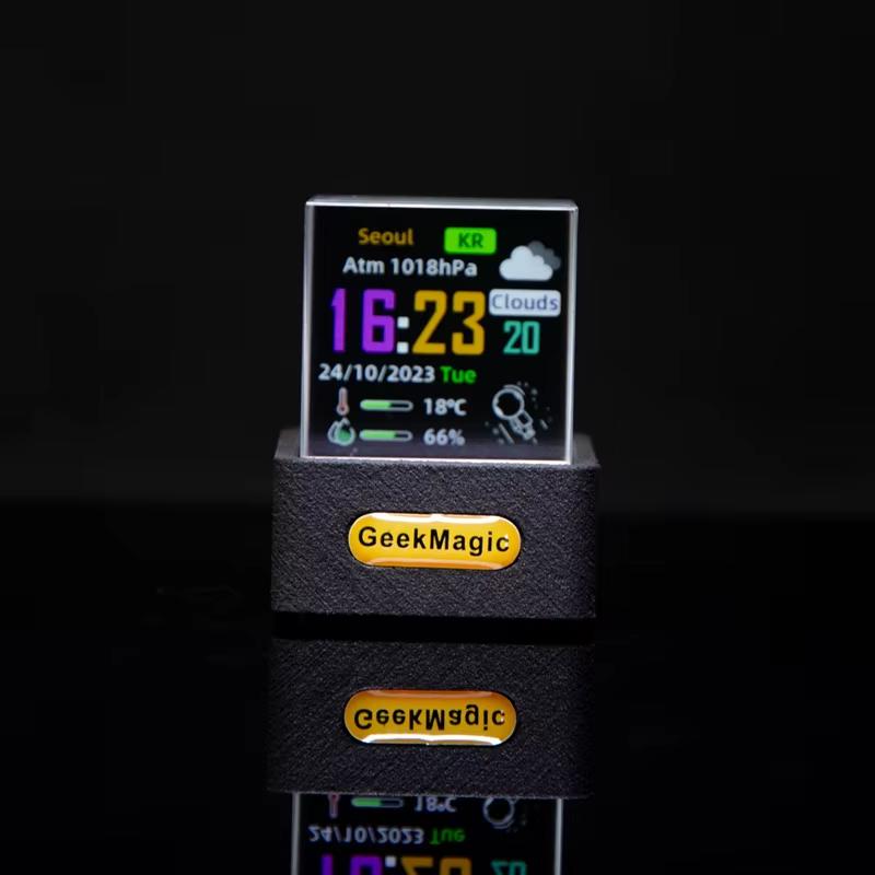Geekmagic GIFTV Crystal Holographic Desktop Decoration Smart Weather Station Digital Clock with GIF Animations and Image Albu . !m NONE
