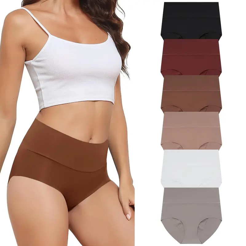 LEVAO High Waist  Briefs Seamless Underwear for Women No Show Panties Full Coverage Brief Comfortable 6 Pack S-XXL  Multicolor Underwear