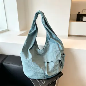 Women's Large Nylon Hobo Bag Casual Lightweight Waterproof Shoulder Tote Bag Crossbody Crescent Purse for Travel Work School and Gym