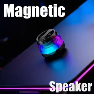 Mini Magnetic Bluetooth Speaker with RGB Lights – Portable Wireless Stereo Speaker, Rechargeable Battery, Small Outdoor LED Speaker, Gift for Family