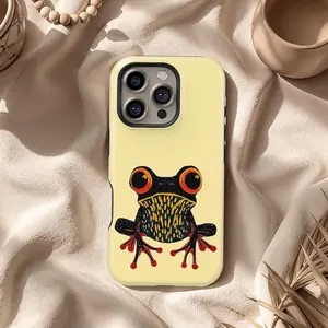 Tropical Frog Phone Case: Vibrant Red-Eyed Frog Cover for iPhone 17 16 15 14 13 12 11 + MagSafe,  Samsung S25 S24 S23 Novelty Gift