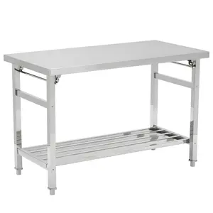 【GARVEE】48 x 30 Inches Stainless Steel Folding Table with NSF Certification, Commercial Kitchen Prep Table Featuring Under Shelf, Ideal for Restaurant and Home Use