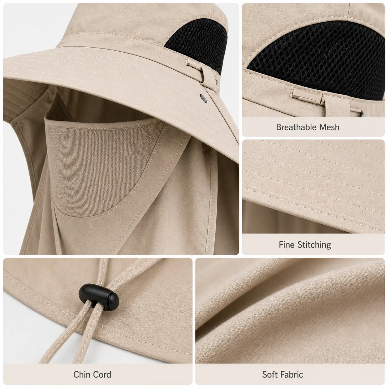Full Coverage Sunscreen Cap UPF50 Wide Brim Sun Hat with Face
