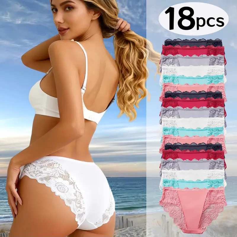QQ Women’s Sexy Comfortable Lace Underwear 18pcs Set Soft Breathable Floral Lace Panties Perfect for Daily Use, Sleep, Date Night, Parties & Workdays | 2025 Trending Best Womenswear Bridal