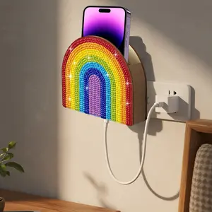 DIY Rainbow Diamond Painting Kit – Vanity & Desk Organizer DIY Accent Piece. Also functions as a Phone Charging Wall Hanger – a "Peaceful Sleep" phone charging stand that keeps your device safely stored overnight while reducing EMF radiation exposure.