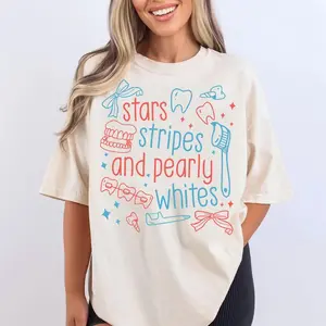 Star Stripes And Pearly Whites Shirt, Dental Assistant 4th OF July Tee, Patriotic Dentist T-Shirt, Detal Hygiene Sweatshirt
