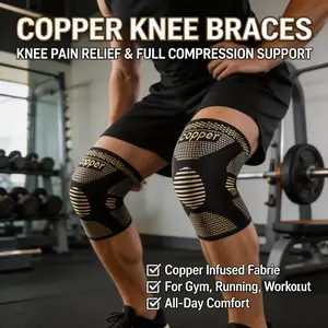 2pack-Copper Infused Knee Braces for Men and Women-Knee Compression Sleeve for Pain Relief, Arthritis and Sports Recovery
