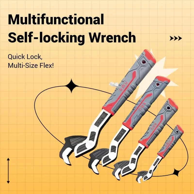 Professional Grade Multi-Size Pipe Wrench Work Tool, 6-12 in Heavy-Duty Ratchet Tool with Self-Locking Quick-Open Design, Ideal for Plumbing, Metal Surfaces Tasks, Work Tools