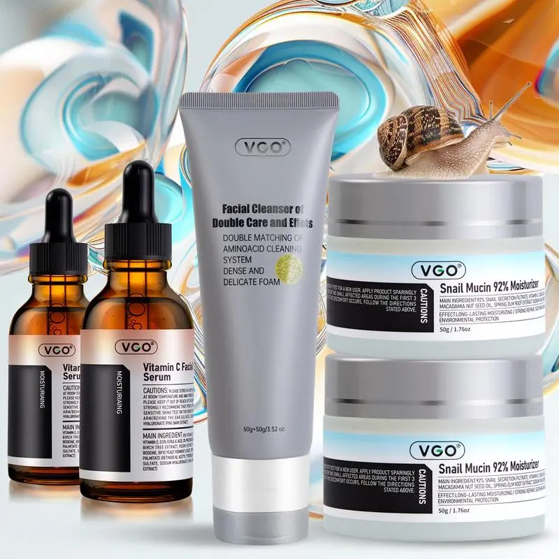 Simple Daily Facial Kit VGO Cleanser VC Serum & 92% Snail Cream