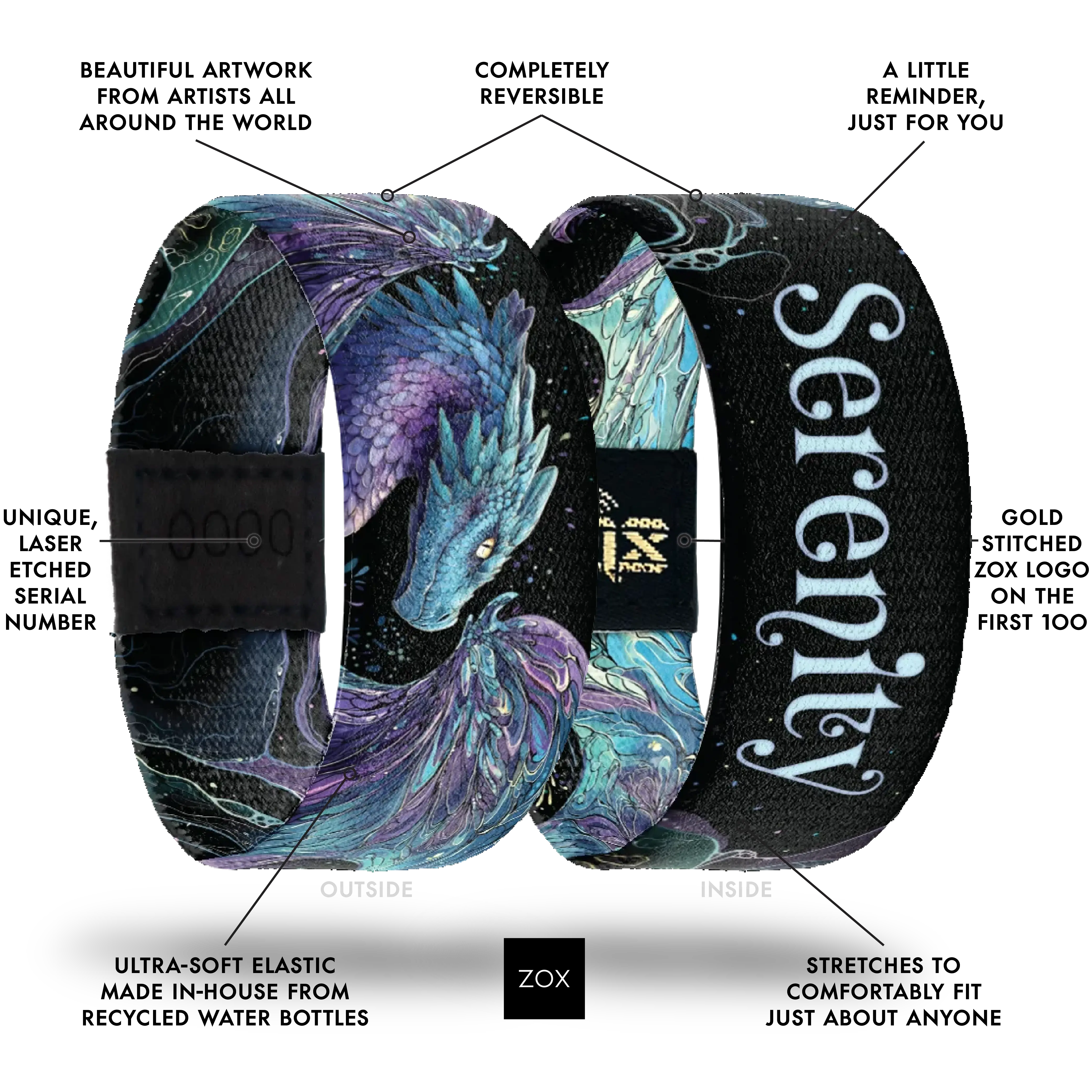 Dragon Bracelet NFC Daily Majestic Inspirational Affirmation Bracelet for Women & Men, New Message Every Tap, Choose Your Topic, Waterproof Reversible Recycled