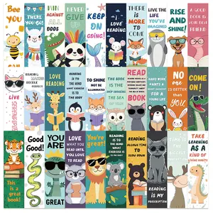 30 Animal-themed Bookmarks (Non-Repeating Series) - Simple, Artistic, Creative Paper Bookmarks, Small Cards, Book Decoration Cards, Reading Annotation Cards, Book Accessories