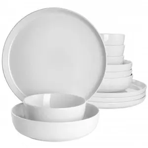 Gibson Home  Avisala Fine Ceramic Dinnerware Set, White - 12 Piece