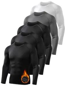 5-Piece Men's Thermal Compression Long-Sleeve Sports T-Shirt Warm Sports Top for Cold Weather Workouts Ideal for Versatile Sports Activities