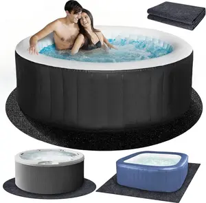 80*80 Inch Round Inflatable Hot Tub Mat, Indoor Outdoor Waterproof Slip-Proof Absorbent Ground Base Flooring Protector for Spa Pool Hot Tub