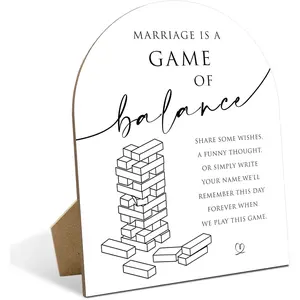 Jenga Guestbook Sign For Table Decor, Wedding Decorations For Ceremony, Wedding Reception And Event Party, Bridal Shower Party Supplies Decor, Engagement Party Decorations, Wooden Sign With Stand, 24