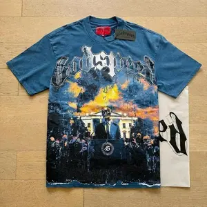 New Godspeed T Shirt Men Women High Street Fire Printed Roundneck Short Sleeve Couple Loose Casual Top Tee Unisex Crewneck Menswear Belt Classic