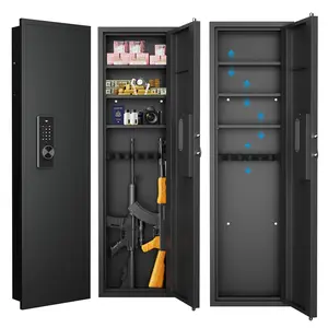 53" PASSWORD Touch Panel In-Wall Safe,Hidden Wall Gun Safe for Rifles with Adjustable Shelves,Assembled Storage Multifunctional Wall Safe for Firearm and Valuables (Black-Digital)
